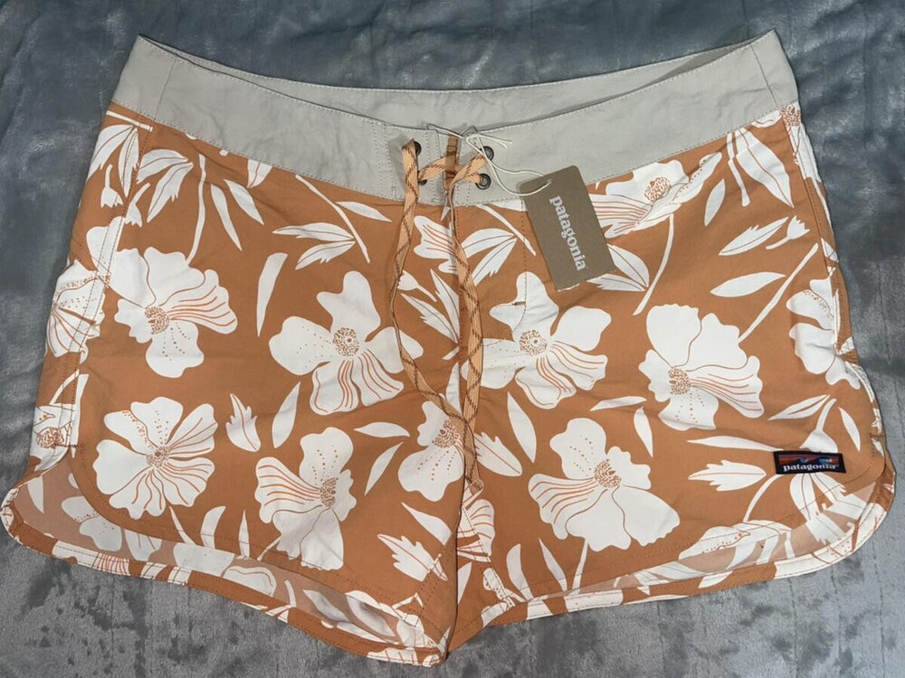 NWT Patagonia Womens Wavefarer Boards Shorts 5" Orange/Peach White Floral Sz 6